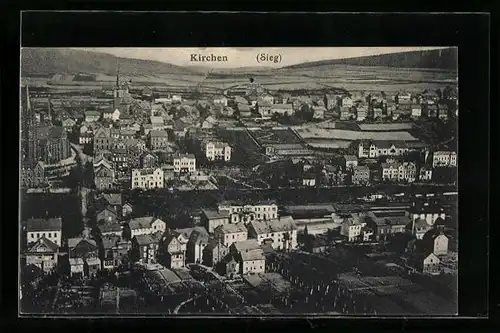 AK Kirchen /Sieg, Ortsansicht aus der Vogelschau