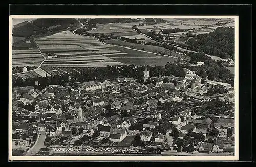 AK Vacha /Rhön, Ortsansicht mit Feldern, Fliegeraufnahme