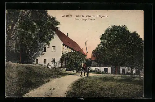 AK Heynitz, Gasthof und Fleischerei Hugo Dietze