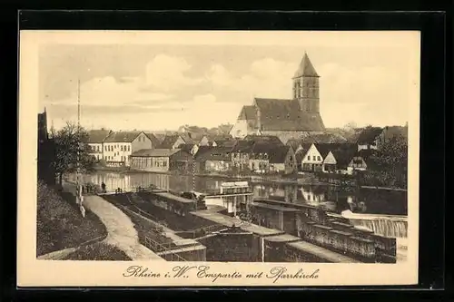 AK Rheine i. W., Emspartie mit Pfarrkirche