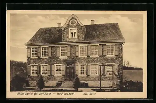 AK Hückeswagen, Frontalansicht von altbergischem Bürgerhaus Haus Bever