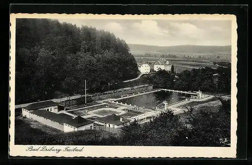 AK Bad Driburg, Blick auf das Freibad im Sommer