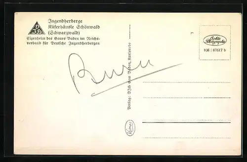 AK Schönwald /Schwarzw., Jugendherberge Küferhäusle