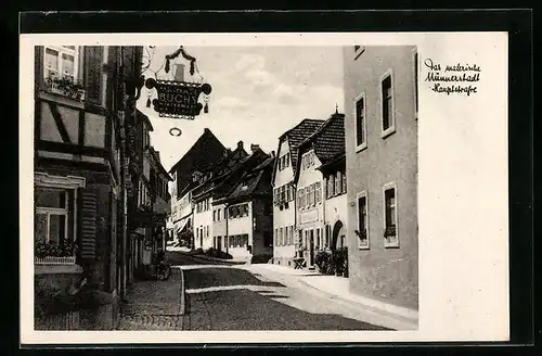 AK Münnerstadt, Hauptstrasse mit Geschäften