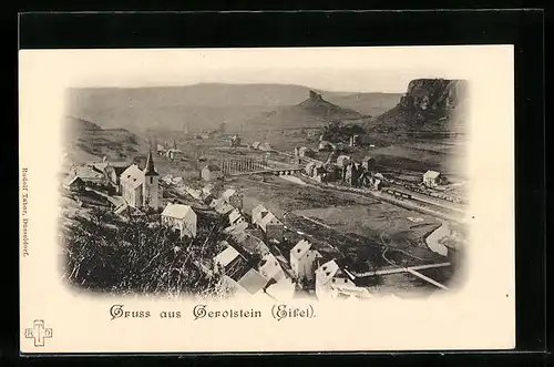 AK Gerolstein /Eifel, Ortsansicht mit Brücke aus der Vogelschau