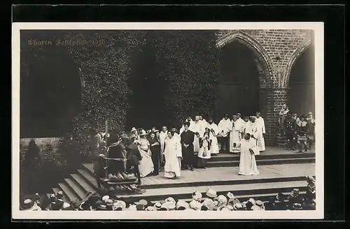 AK Chorin, Festspiele 1910, Bühnenszene mit Publikum