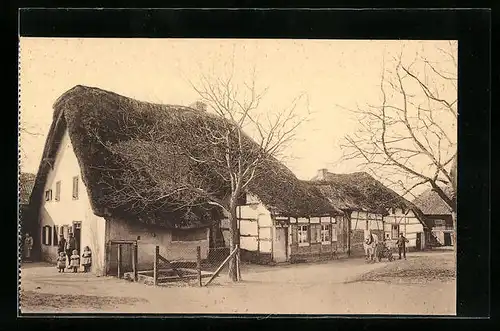 AK Rickelrath /Kr. Erkelenz, Alte Reetdach-Fachwerkhäuser