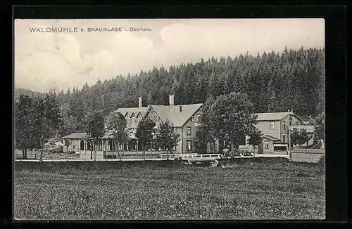 AK Braunlage /Harz, Gasthof Waldmühle mit Strasse