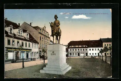 AK Döbeln, Niedermarkt mit König Georg Denkmal
