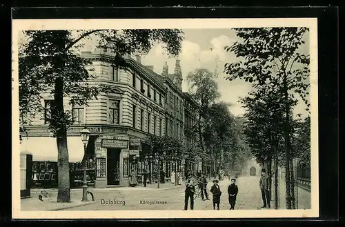AK Duisburg, Königstrasse mit Geschäft Montel
