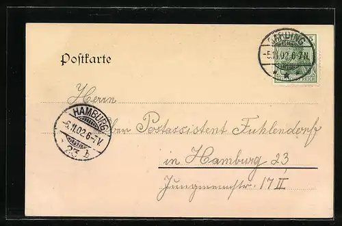 AK Garding, Süderstrasse mit Weide und Ortspanorama