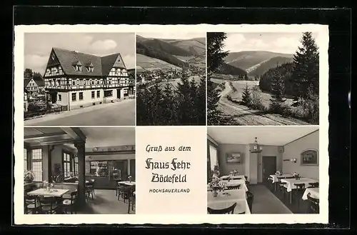 AK Bödefeld /Sauerl., Gasthof-Pension Haus Fehr, Ortsansicht