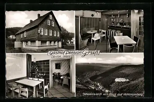 AK Brilon-Wald, Gasthof Pension Gruss, Korbacher Strasse 73, Johannisstift mit Hoheneimberg