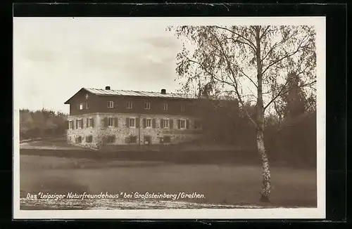 AK Grosssteinberg-Grethen, Blick zum Leipziger Naturfreundehaus