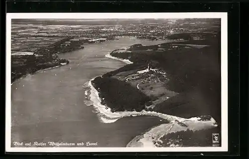 AK Berlin-Wannsee, Blick auf Kaiser Wilhelm-Turm und Havel