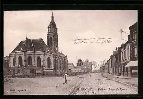 AK Buchy, Eglise, Route de Rouen