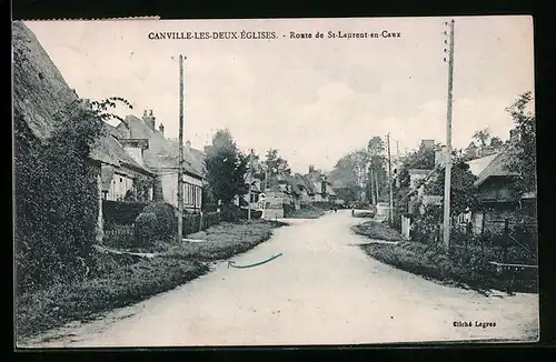 AK Canville-les-Deux-Eglises, Route de Saint-Laurent-en-Caux