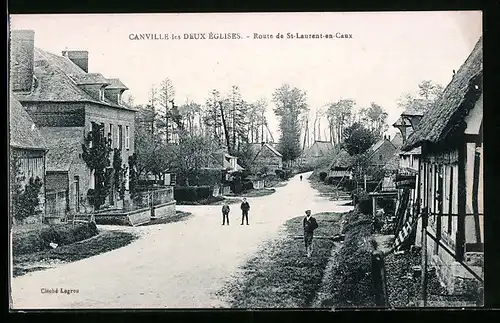 AK Canville-les-Deux-Eglises, Route de Saint-Laurent-en-Caux