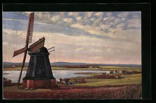 Künstler-AK Photochromie Nr. 2875: Landschaft mit Windmühle