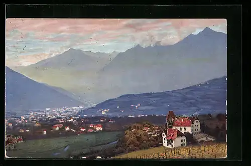 Künstler-AK Photochromie Nr. 3520: Obermais, Schloss Labers