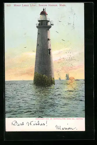 AK Boston Harbor, Mass., Minot Ledge Light, Leuchtturm