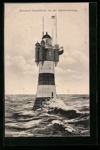 AK Leuchtturm Roter Sand an der Wesermündung