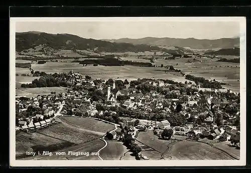 AK Isny / Allgäu, Gesamtansicht vom Flugzeug aus gesehen