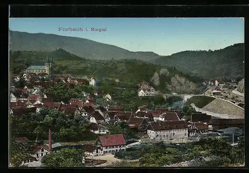 AK Forbach i. Murgtal, Ortsansicht aus der Vogelschau