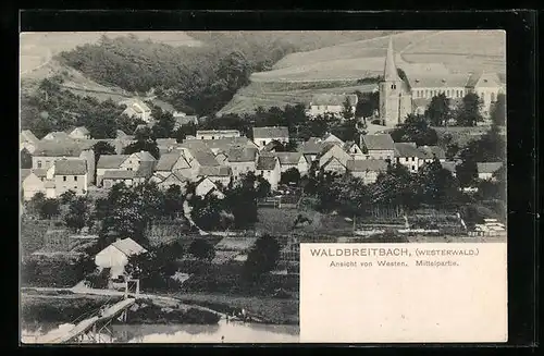 AK Waldbreitbach / Westerwald, Ortsansicht mit Kirche