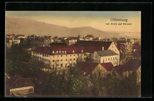 AK Offenburg, Ortspartie mit Blick zum Kloster