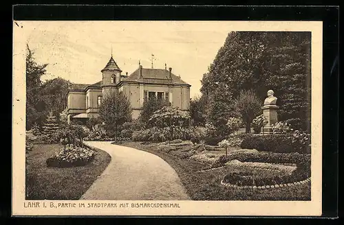 AK Lahr i. B., Stadtpark mit Bismarckdenkmal