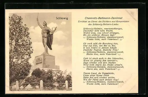AK Schleswig, Chemnitz-Bellmann-Denkmal, Text Schleswig-Holstein-Lied