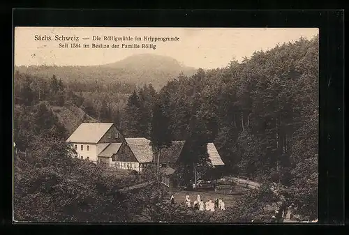 AK Kleingiesshübel / Sächs. Schweiz, Die Rölligmühle im Krippengrunde