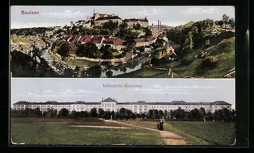 AK Bautzen, Gesamtansicht und Infanterie-Kaserne