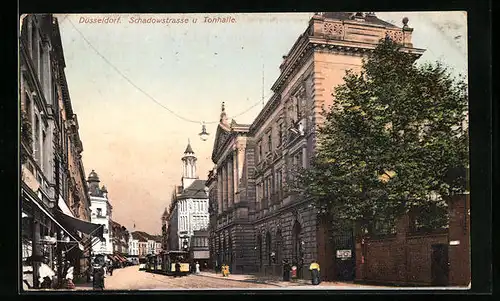 AK Düsseldorf, Strassenbahn in der Schadowstrasse, Tonhalle