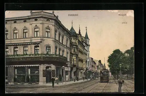 AK Duisburg, Strassenbahn in der Königstrasse