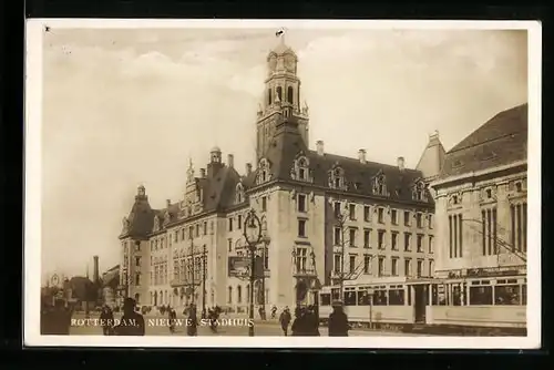 AK Rotterdam, Nieuwe Stadhuis, Strassenbahn