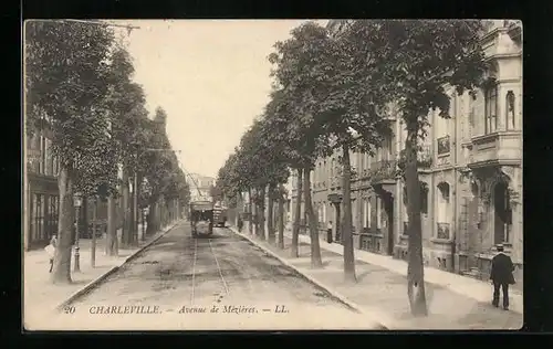 AK Charleville, Avenue de Mézières, Strassenbahn