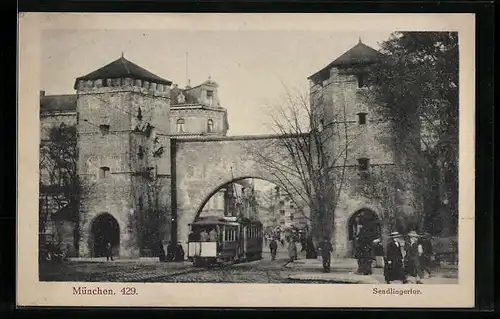 AK München, Strassenbahn am Sendlingertor