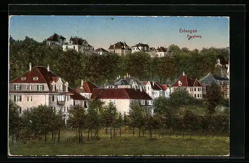 AK Erlangen, Ortsansicht mit Blick auf Burgberg