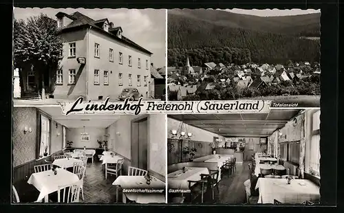 AK Freienohl, Hotel Lindenhof, Totalansicht, VW Käfer