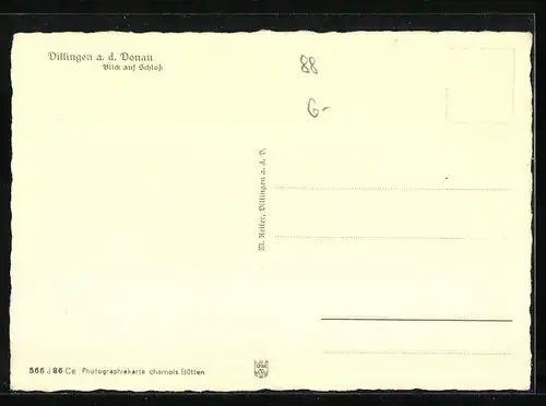 AK Dillingen a. d. Donau, Blick aufs Schloss