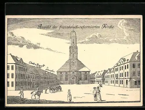Künstler-AK Erlangen, Ansicht der französisch-reformierten Kirche
