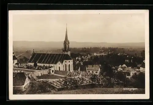 AK Villmergen, Teilansicht mit Friedhof u. Kirche