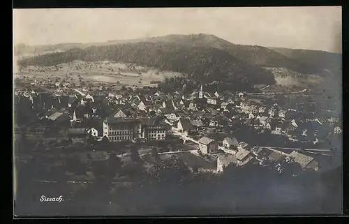 AK Sissach, Ortspanorama mit Kirche