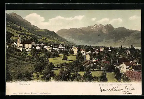 AK Sachseln, Blick auf See v. Giswylerberge