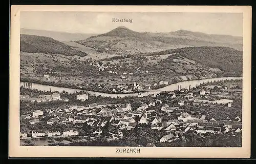 AK Zurzach, Ortsansicht mit Blick zur Küssaburg