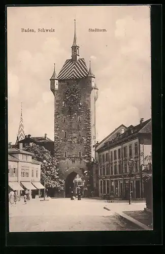 AK Baden, Strasse am Stadtturm