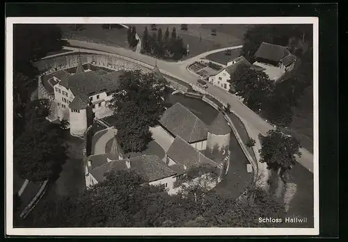 AK Hallwil, Ansicht vom Schloss aus dem Flugzeug