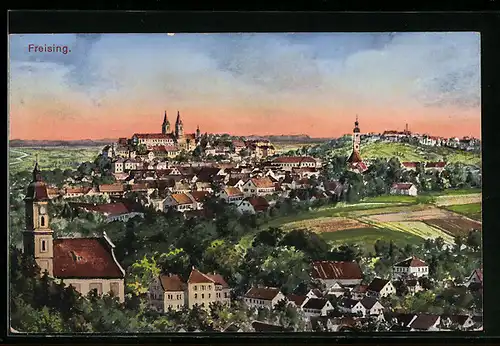 Künstler-AK Freising, Ortsansicht